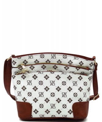CM Monogram Multi Zip Pocket Crossbody Bag CM749 IVORY